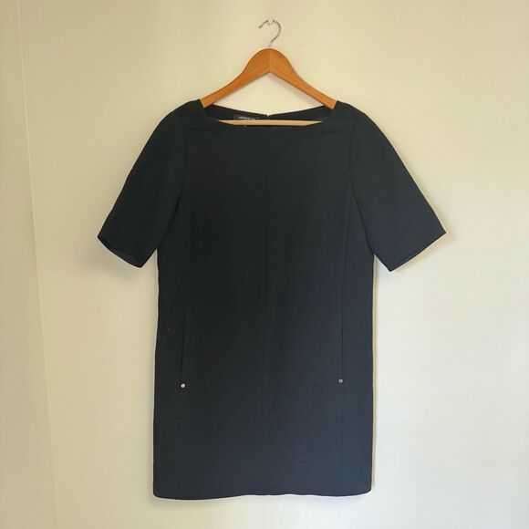 LAFAYETTE 148 Cyra Lace Panel Square-neck Dress in Black Size 12 - Picture 2 of 6